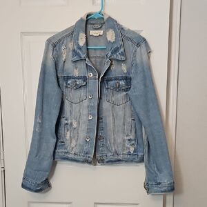 Ci Sono Light Blue Distressed Jean Jacket